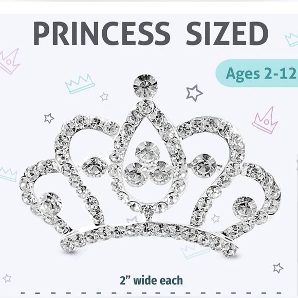 Girls Mini Rhinestone Tiara Crowns Hairpin Combs New Set Of 6! Multiple Styles - Picture 5 of 11